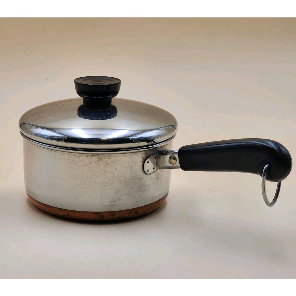 VTG 1801 Revere Ware 1 Qt Quart Copper Clad Bottom Saucepan Rome NY USA 1986